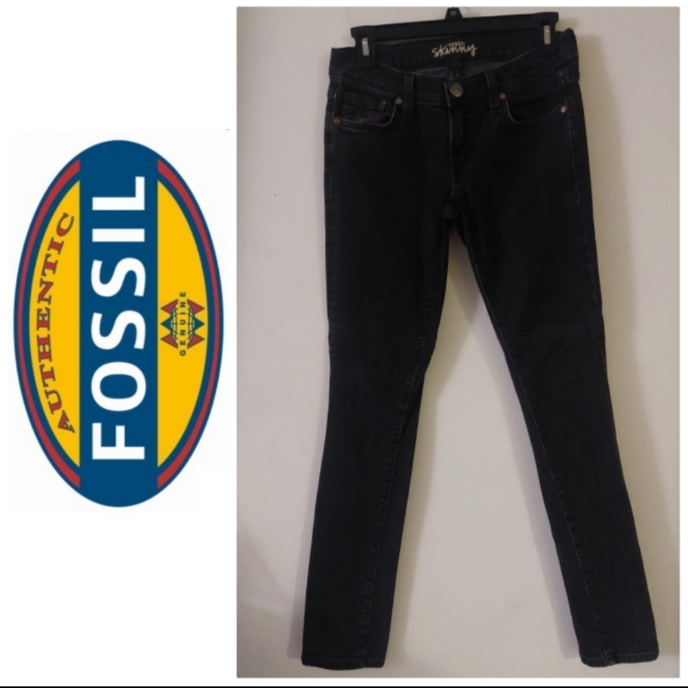 FOSSIL WOMENS SLATE BLACK SKINNY DENIM JEANS